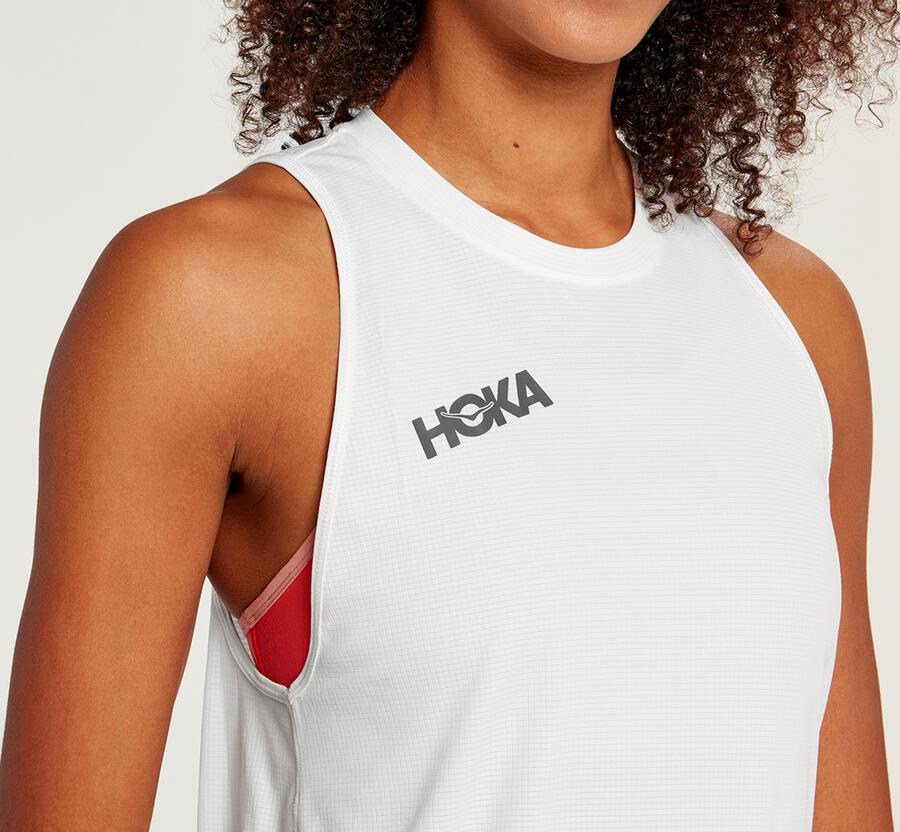 Hoka One One Top Kadın Beyaz - Performance Utility Tank - AD3069247